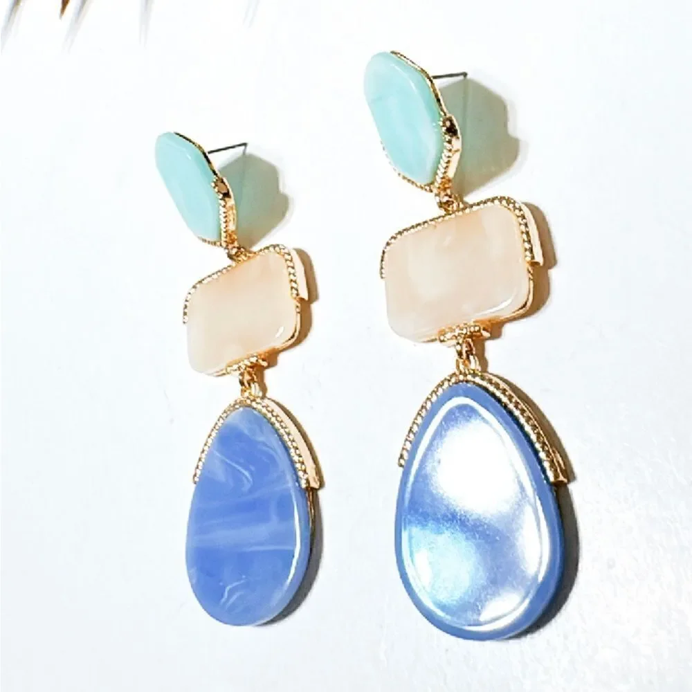 stone drop earrings N419